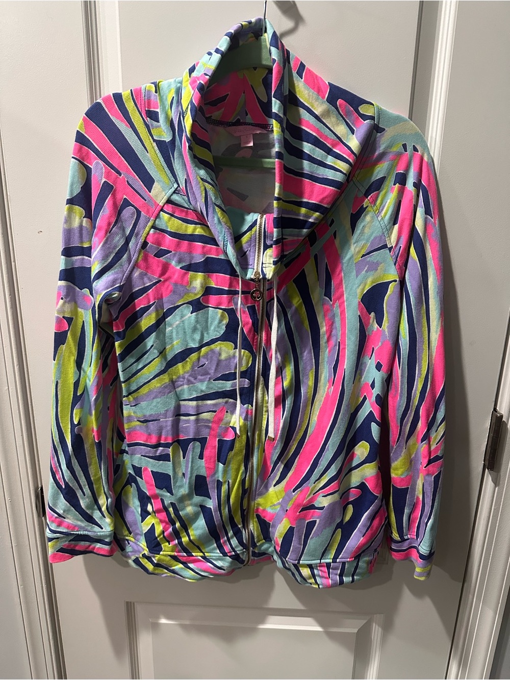 Lillly Pulitzer Angela Full Zip Jacket: Indigo Sea Dreamin - Size Small